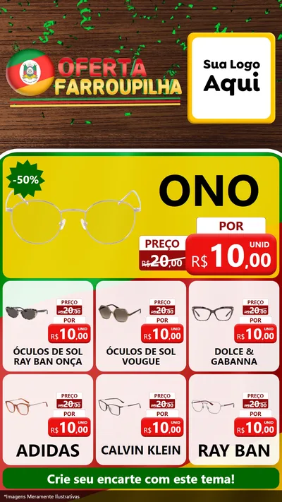 Modelo de Rede Social para Stories com o tema Oferta Farroupilha para Óticas
