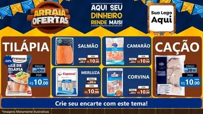 Modelo de TV para TV Horizontal com o tema Arraiá de Ofertas - Junina para Peixaria