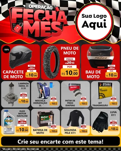 Modelo de Rede Social para Feed Instagram com o tema Operação Fecha Mês - Auto Moto para Moto peças