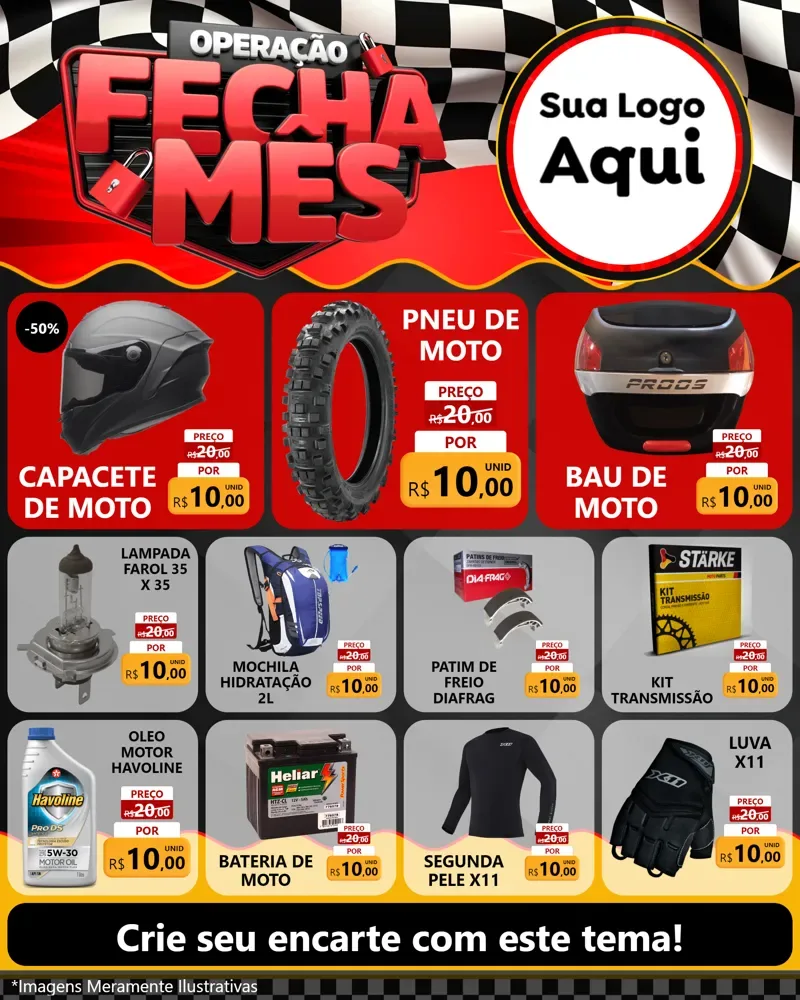 Modelo de Rede Social para Feed Instagram com o tema Operação Fecha Mês - Auto Moto para Moto peças