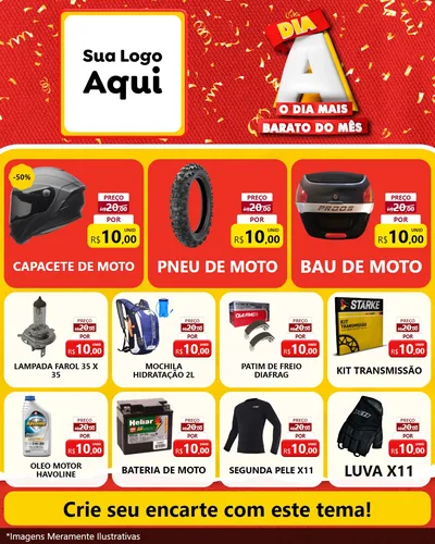 Modelo de Rede Social para Feed Instagram com o tema Dia A o Dia Mais Barato do Mês para Moto peças