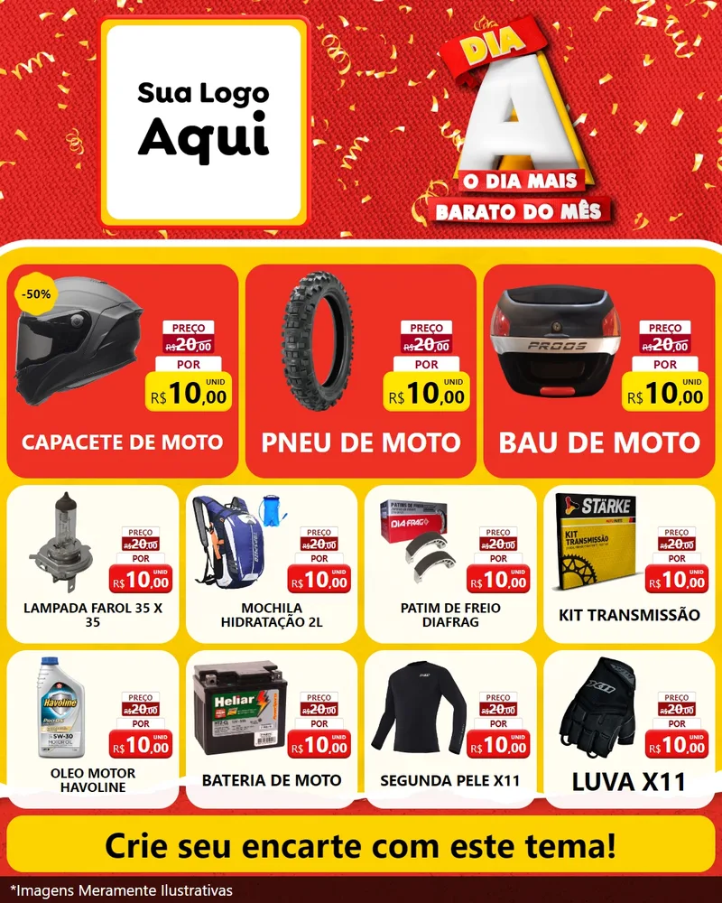 Modelo de Rede Social para Feed Instagram com o tema Dia A o Dia Mais Barato do Mês para Moto peças