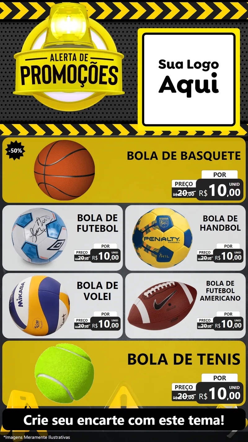Modelo de TV para TV Vertical com o tema Alerta de Promoções para Artigos Esportivos
