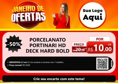 Modelo de Cartaz para Cartaz A4 Horizontal com o tema Janeiro de Ofertas para Pisos e revestimentos