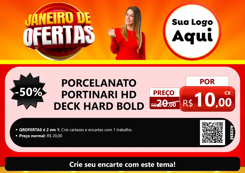 Modelo de Cartaz para Cartaz A4 Horizontal com o tema Janeiro de Ofertas para Pisos e revestimentos