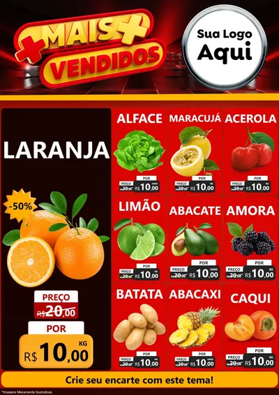 Modelo de Encarte para Encarte A4 Vertical com o tema Mais Vendidos para Hortifrúti