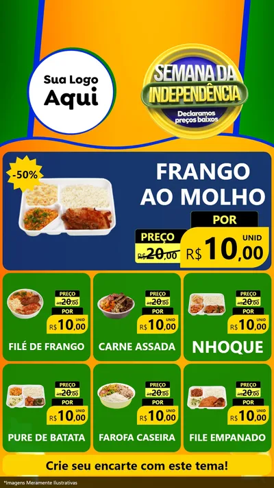 Modelo de Rede Social para Stories com o tema Semana da Independência Declaramos Preços Baixos para Restaurante