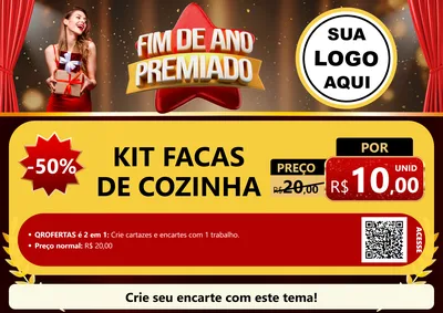 Modelo de Cartaz para Cartaz A4 Horizontal com o tema Fim de Ano Premiado para Utilidades Domésticas