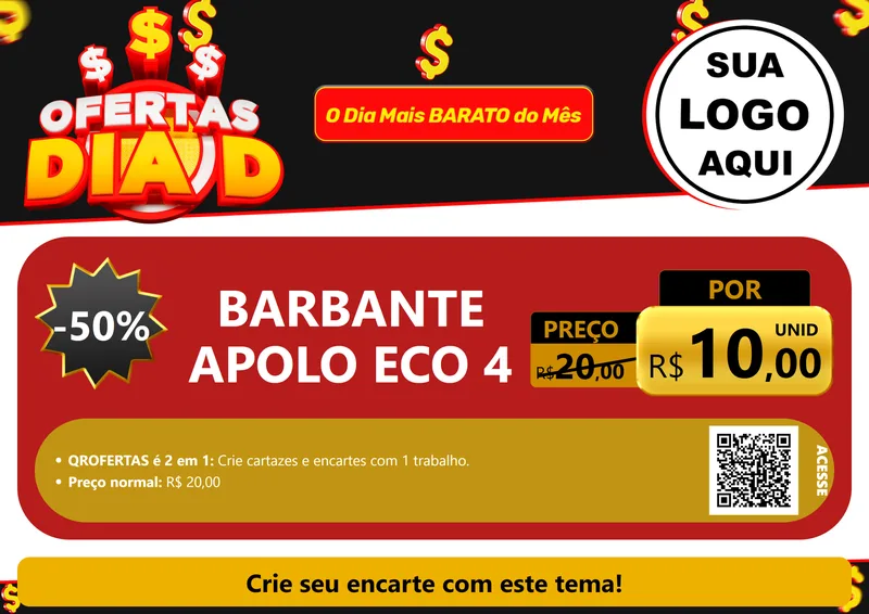 Modelo de Cartaz para Cartaz A4 Horizontal com o tema Ofertas Dia D para Armarinho e Aviamentos