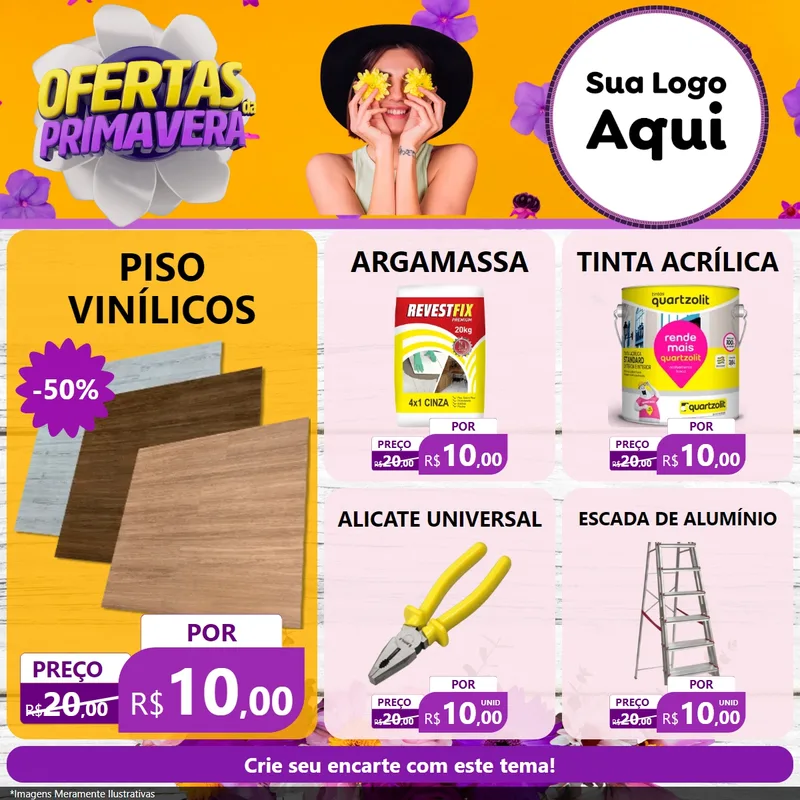 Modelo de Rede Social para Feed Facebook com o tema Ofertas Da Primavera para Material para Construção