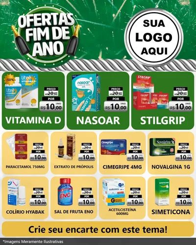 Modelo de Rede Social para Feed Instagram com o tema Ofertas Fim de Ano para Farmácia
