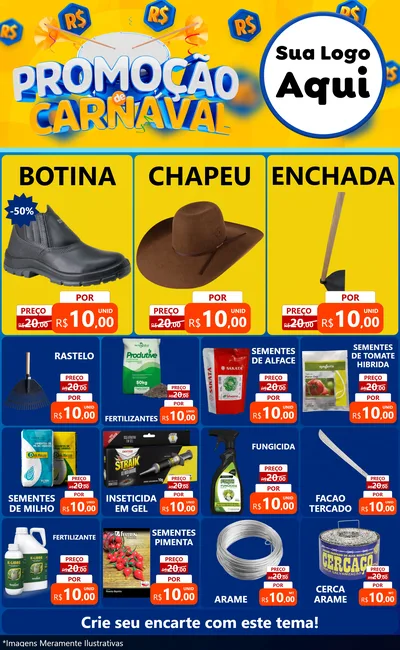 Modelo de Encarte para Encarte Grande com o tema Promoção de Carnaval para Agropecuária