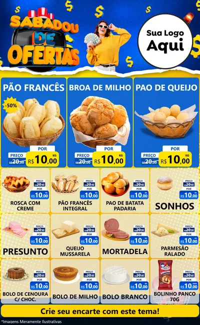 Modelo de Encarte para Encarte Grande com o tema Sabadou de Ofertas para Padaria