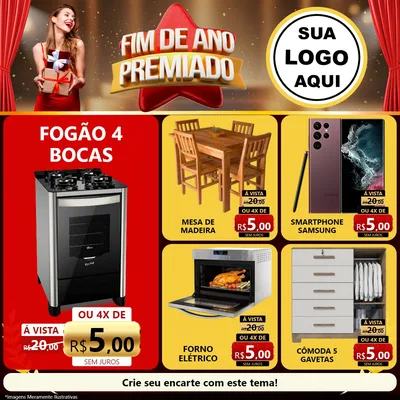Modelo de Rede Social para Feed Facebook com o tema Fim de Ano Premiado para Móveis e Eletro