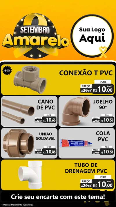 Modelo de TV para TV Vertical com o tema Setembro Amarelo para Tubos e conexões