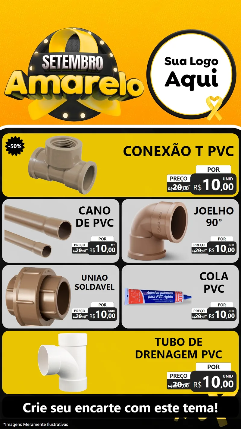 Modelo de TV para TV Vertical com o tema Setembro Amarelo para Tubos e conexões