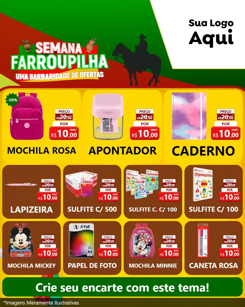 Modelo de Rede Social para Feed Instagram com o tema Semana Farroupilha - Uma Barbaridade de Ofertas para Papelaria