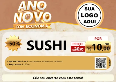 Modelo de Cartaz para Cartaz A4 Horizontal com o tema Ano Novo Com Economia para Comida japonesa