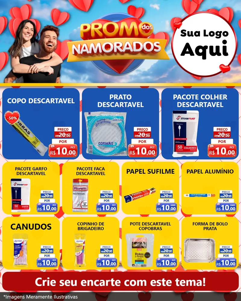 Modelo de Rede Social para Feed Instagram com o tema Promo dos Namorados para Embalagens