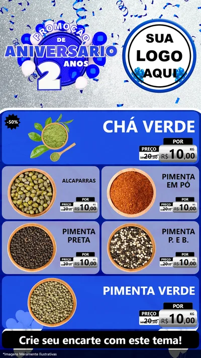 Modelo de TV para TV Vertical com o tema Promoção de Aniversário - 2 Anos para Produtos Naturais