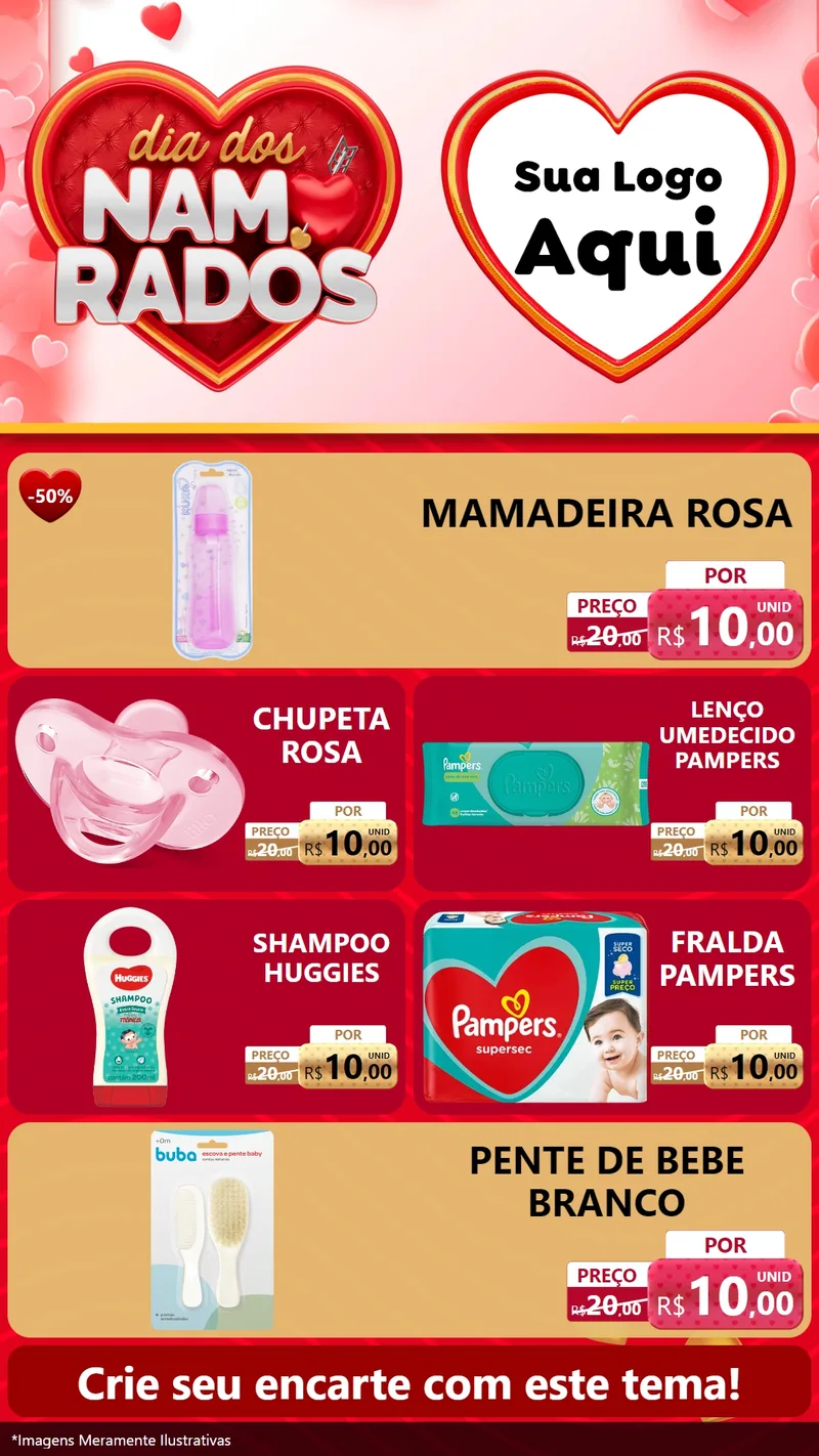 Modelo de TV para TV Vertical com o tema Dia dos Namorados para Bebês