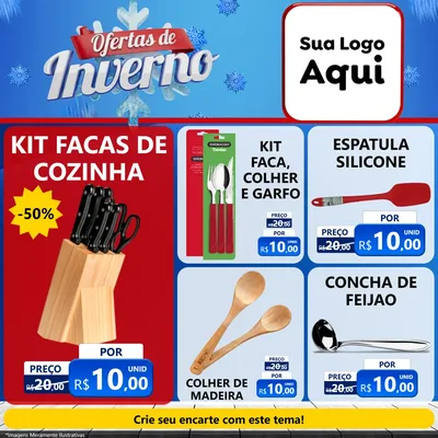 Modelo de Rede Social para Feed Facebook com o tema Ofertas de Inverno para Utilidades Domésticas