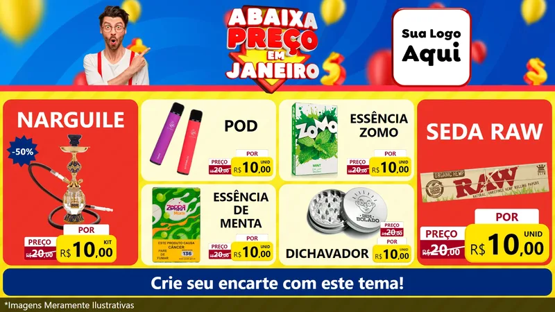Modelo de TV para TV Horizontal com o tema Abaixa Preço em Janeiro para Tabacaria