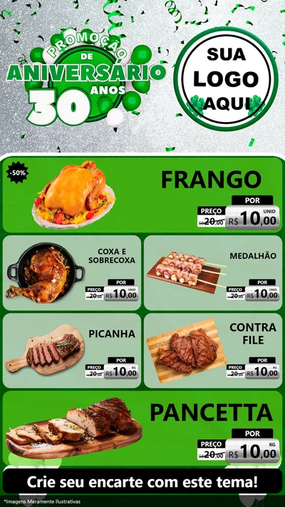Modelo de TV para TV Vertical com o tema Promoção de Aniversário - 30 Anos para Assados