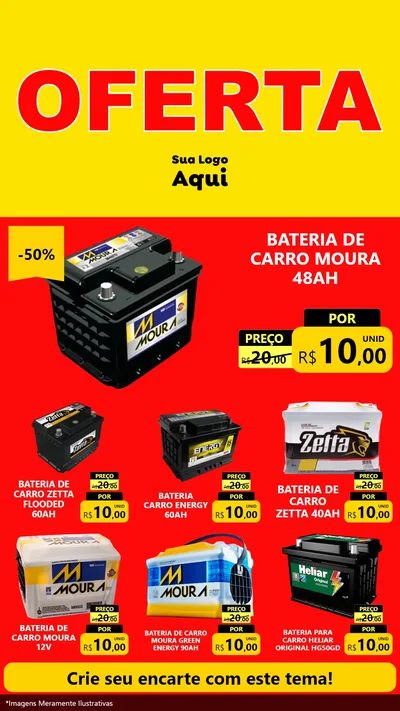 Modelo de Rede Social para Stories com o tema OFERTA - Vermelho Cartaz para Baterias Elétricas