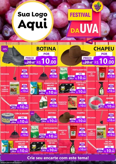 Modelo de Encarte para Encarte A4 Vertical com o tema Festival da Uva para Agropecuária