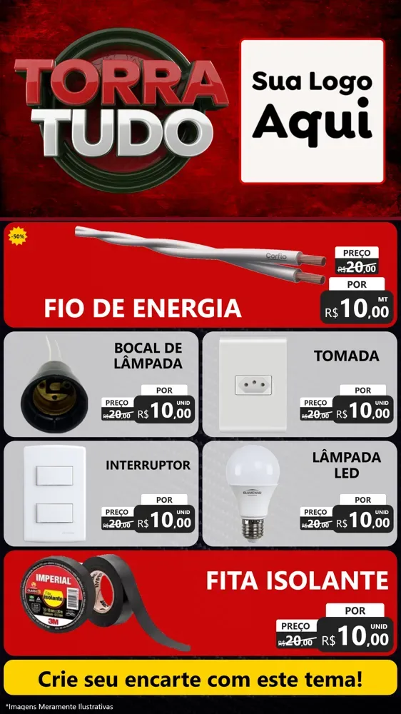 Modelo de TV para TV Vertical com o tema Torra Tudo para Materiais Elétricos