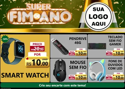 Modelo de Encarte para Encarte A4 Horizontal com o tema Super Fim de Ano para Informática