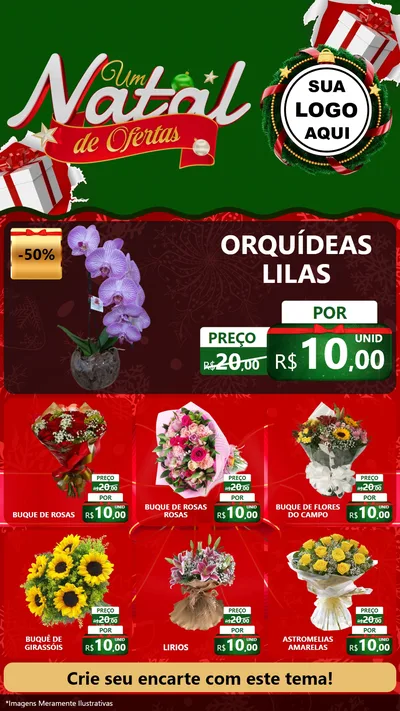 Modelo de Rede Social para Stories com o tema Um Natal de Ofertas para Floricultura e jardim