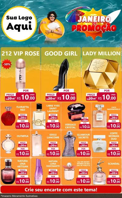 Modelo de Encarte para Encarte Grande com o tema Janeiro de Promoção para Perfumes