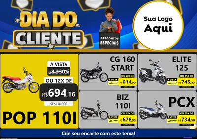 Modelo de Encarte para Encarte A4 Horizontal com o tema Dia Do Cliente para Concessionaria de Motos