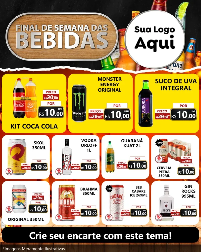 Modelo de Rede Social para Feed Instagram com o tema Final de semana das Bebidas para Distribuidora de bebidas