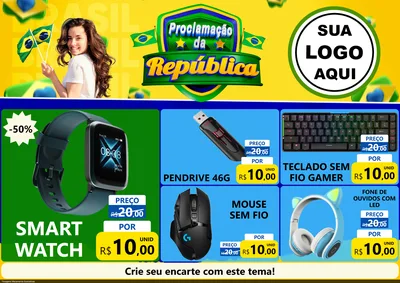 Modelo de Encarte para Encarte A4 Horizontal com o tema Proclamação da República para Informática