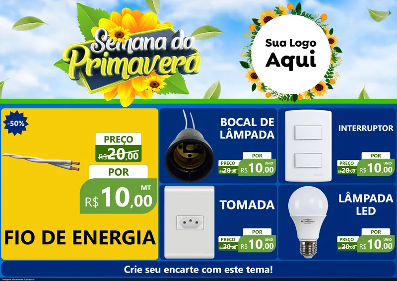 Modelo de Encarte para Encarte A4 Horizontal com o tema Semana da Primavera para Materiais Elétricos