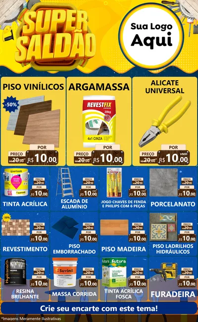 Modelo de Encarte para Encarte Grande com o tema Super Saldão para Material para Construção
