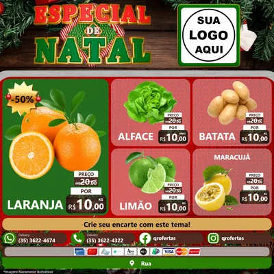 Modelo de Rede Social para Feed Facebook com o tema Especial de Natal para Hortifrúti