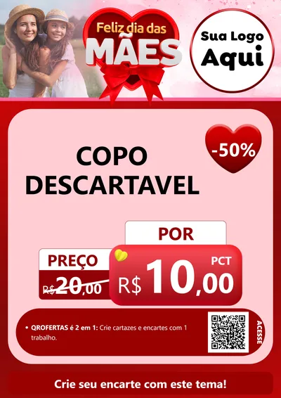 Modelo de Cartaz para Cartaz A4 Vertical com o tema Feliz Dia Das Mães para Embalagens