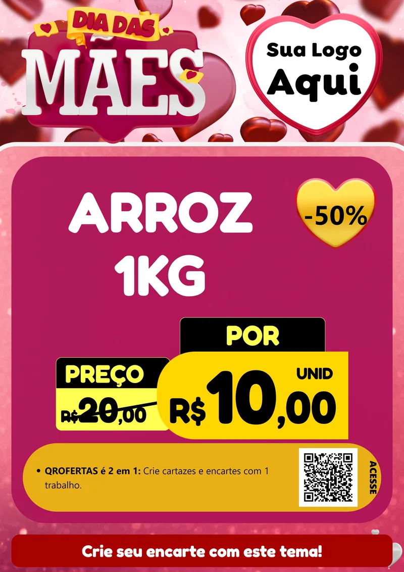 Modelo de Cartaz para Cartaz A4 Vertical com o tema Dia Das Mães para Supermercado