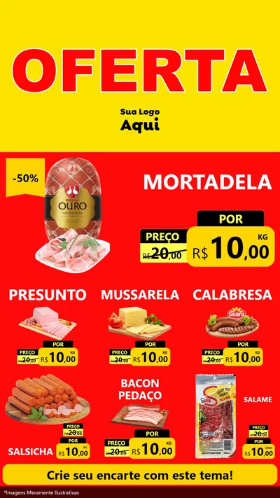 Modelo de Rede Social para Stories com o tema OFERTA - Vermelho Cartaz para Frios e Laticínios