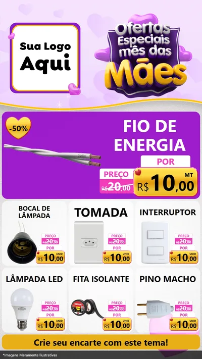 Modelo de Rede Social para Stories com o tema Ofertas Especiais - Mês das Mães para Materiais Elétricos