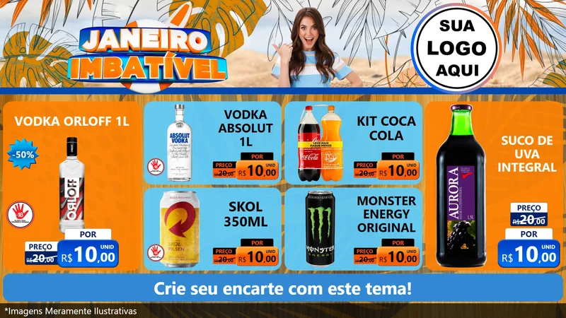 Modelo de TV para TV Horizontal com o tema Janeiro Imbatível para Distribuidora de bebidas