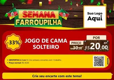 Modelo de Cartaz para Cartaz A4 Horizontal com o tema Semana Farroupilha para Cama, Mesa e Banho