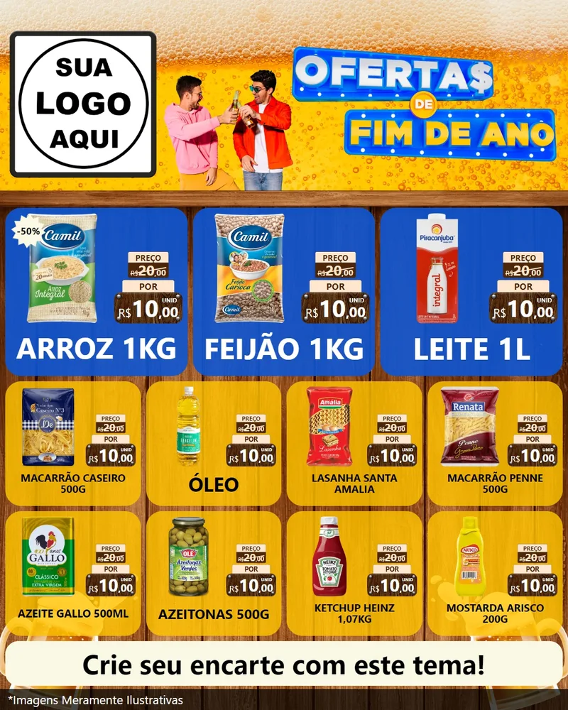 Modelo de Rede Social para Feed Instagram com o tema Ofertas de Fim de Ano para Supermercado
