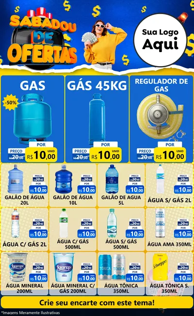 Modelo de Encarte para Encarte Grande com o tema Sabadou de Ofertas para Água e gás