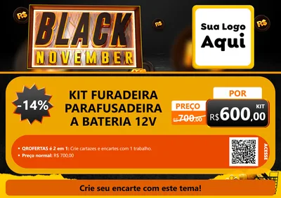 Modelo de Cartaz para Cartaz A4 Horizontal com o tema Black November para Maquinas e Ferramentas