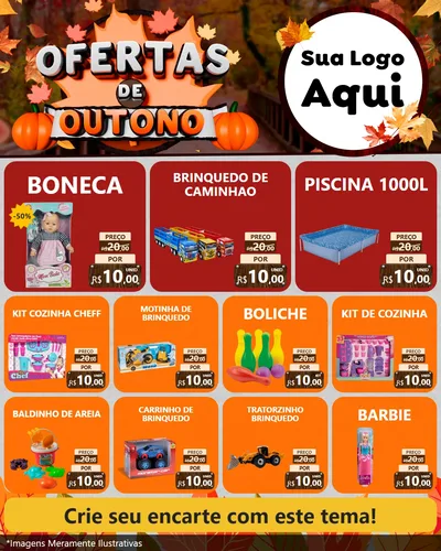 Modelo de Rede Social para Feed Instagram com o tema Ofertas de Outono para Brinquedos